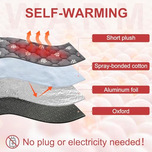 Self Warming Cat Mat (Grey_Paw / 20.0"L x 16.0"W x 0.2"Th)
