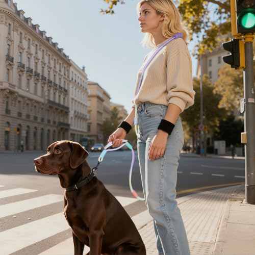 Hands Free Dog Leash (Purple green / 6.5 FT)