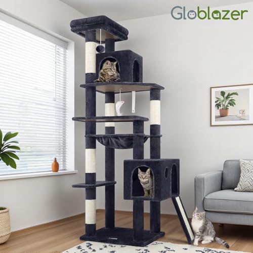 F70 Pro Heavy Duty Cat Tree Tower for Indoor Cats Large Adult (70inch / Dark Grey)
