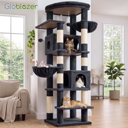 74in Heavy Duty Cat Tree Tower for Indoor Cats Large Adult (Dark Grey / 74inch)