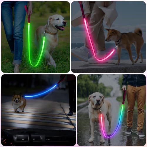 4 Ft Multi Color Light up Dog Leash (4 FT (Pink))