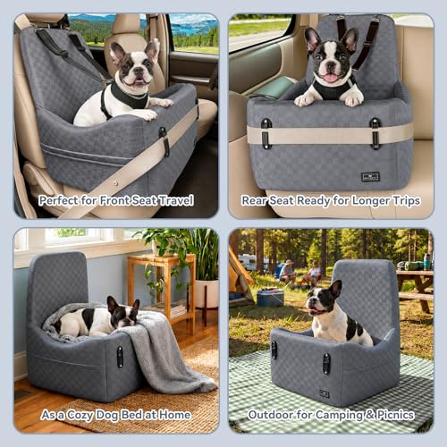 Pet Car Seat with Patented Safety System (Grey / Medium)