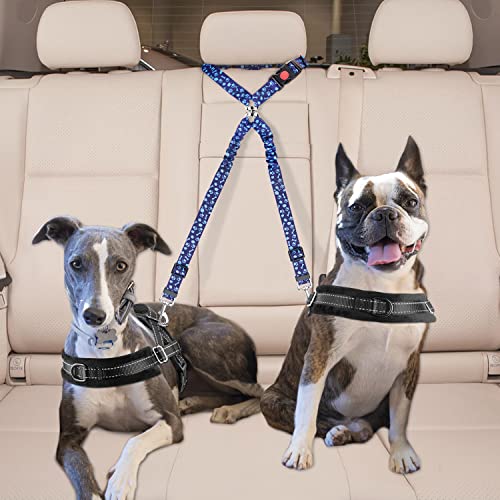 Double Dog Car Seat Belt (Blue Paw)