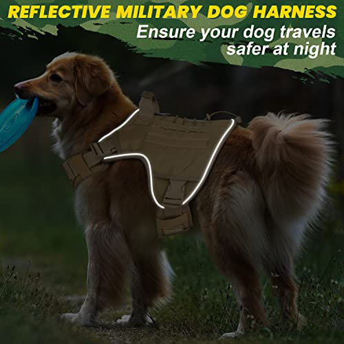 Tactical Dog Harness for Large Dogs (Khaqi / X-Large: 70-120 lbs (Chest:29-39",Neck:21-26"))