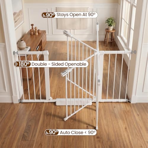 36" Extra Tall Baby Gate for Stairs (White / 29.7-54.2"W x 36"H)