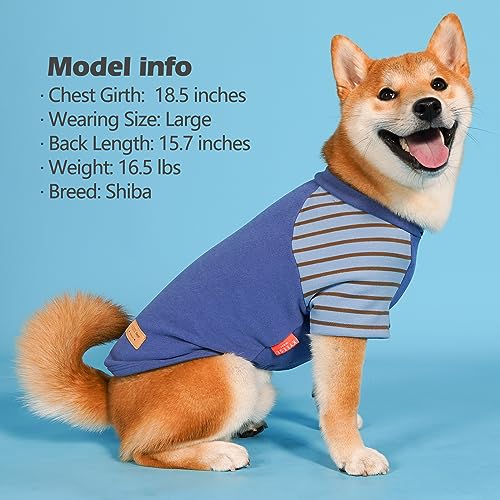 2Pack Dog Sweater with Sleeves Fleece Shirt for Small Dogs (Large (15-30lbs) / 02# Blue+Stripe)