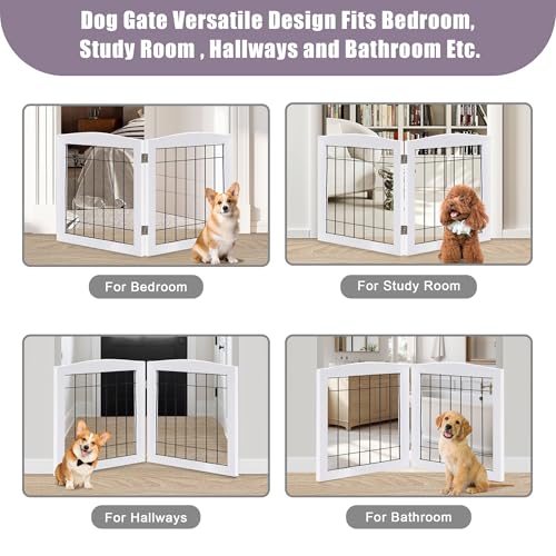 2 Panel Freestanding Foldable Wood Dog Gate (24"Height-2 Panel / White)