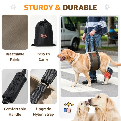 Adjustable Dog Sling for Medium Dogs Soft Post (Olive Drab / Medium)