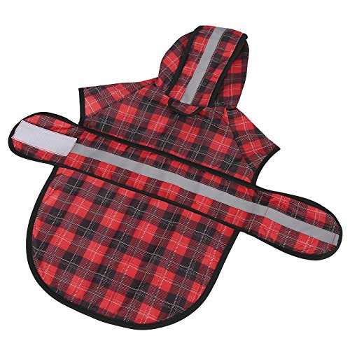 Dog Raincoat with Hood & Leash Hole S (X-Large / Plaid)