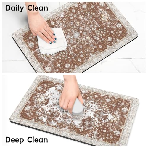 Pet Food Mats for Floor (Brown / 32"l X 24"w)