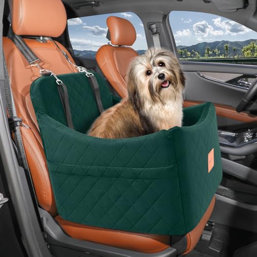 Dog Booster Car Seat for Dogs up to 35lbs (Green / Medium)
