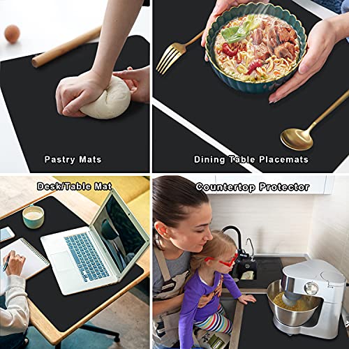 2 Pack Extra Large Silicone Mats for Baking Crafts (04-black / 23.6"L x 15.7"W)
