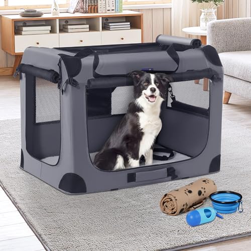 Portable Dog Crates for Medium Dogs (Gray / 32.0"L x 23.0"W x 23.0"H)