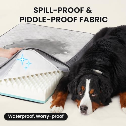 Orthopedic Waterproof Large Dog Bed (47" x 29" x 4" (For Crate) / 01-Gray)