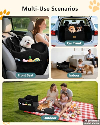 Dog Car Seats for Small Dogs Up to 35 lbs (Black)