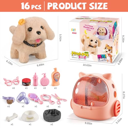 16 Pcs Robot Dog Toys for Girls (Orange)