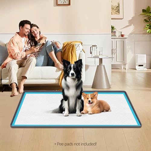 Pee Pad Holder for Dogs 51''x25.6'' Silicone Puppy Pee Pad Tray (Dark Grey)