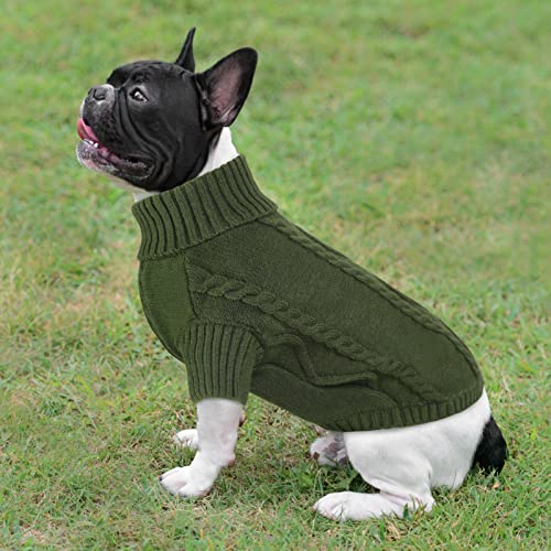 Small Dog Sweater for Small Dogs Boy (X-Small / Army Green)