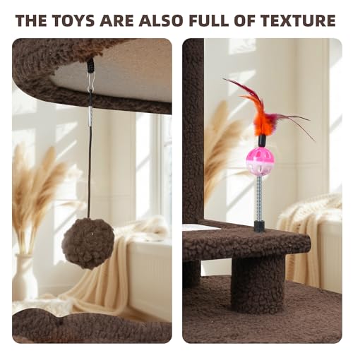Cat Tree with Cat Condo Scratch Posts Scratch Tablet and Big Hammock (60.2'' Coffee)