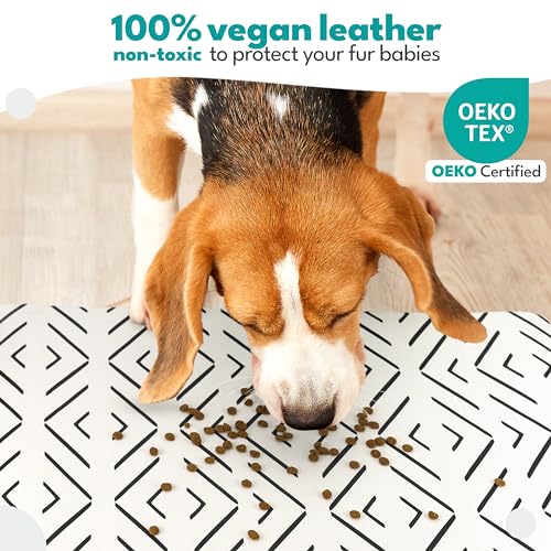 Dog Mat for Food and Water (12"L x 18"W / Crossed the Line)