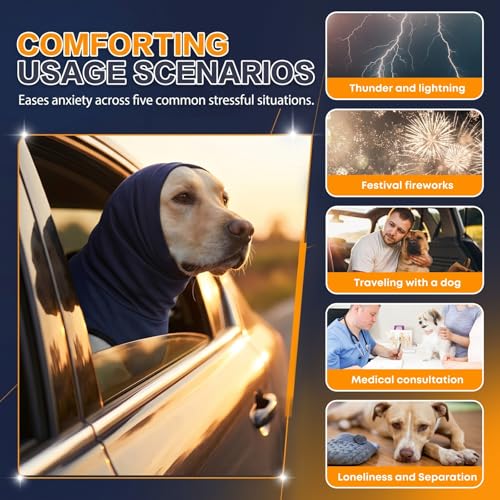 Dog Calming Hoodie Thunder Anxiety Relief Vest for Medium Dogs (Deep Blue / M(17-24lb))