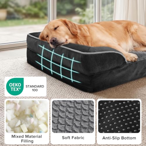 Orthopedic Dog Bed for Extra Large Dogs (XXL (48"x 35"x 8") / Black)