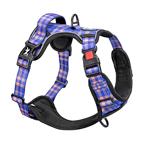 Plaid Dog Harness Small (S / Checkered Blue & Orange)