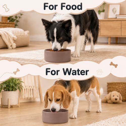 Ceramic Dog Bowls (Brown Coffee)