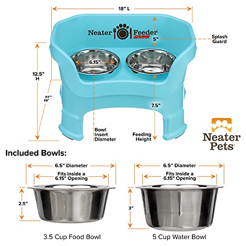 Neater Feeder Deluxe Mess (Medium + Standard Bowl / Aquamarine)