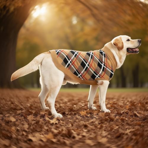 Fall Dog Sweater for Small Medium Large Dogs (Beige / X-Large(Back Length 24"))