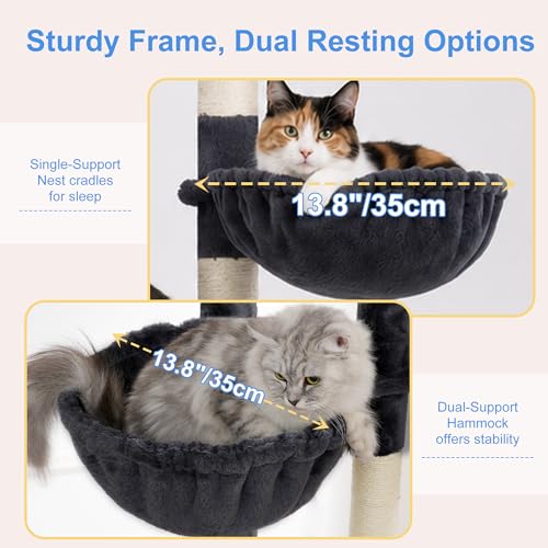 68.1" Cat Tree with Oversized Top Platform & Wide Base HCT059G (Smoky Gray / 68.1 inch)