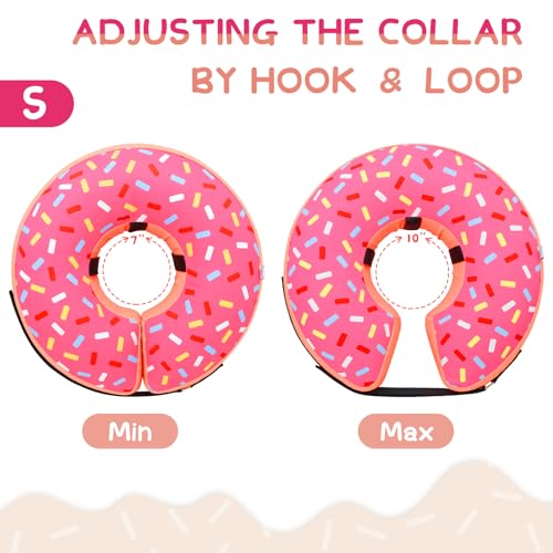 Inflatable Dog Cone Collar Alternative After Surgery (Donut Pink / S(Neck 7"-9.5"))