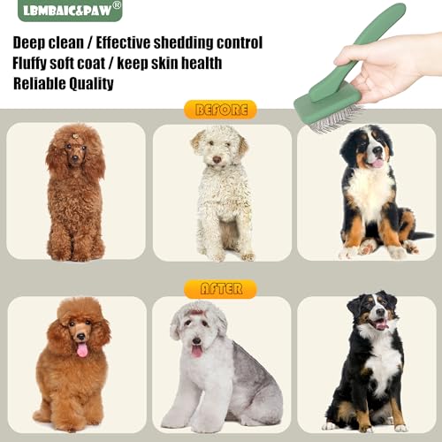 Dog Brushes for Doodles Poodles Fluff Deshedding Thick Long Fur (Green)