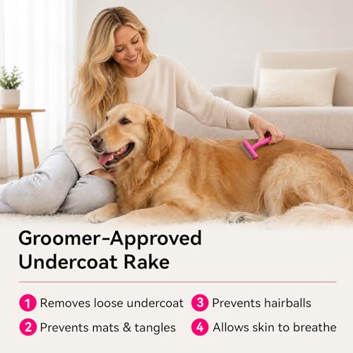 Undercoat Rake for Dogs (Pink)