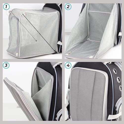 Expandable Cat Backpack Carrier for Large Cats & Small Dogs (Dual Expandable-Pink)