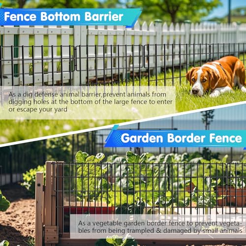 26 Panels No Dig Fence (Black / 26 Panels, 28ft(L) x 17in(H))