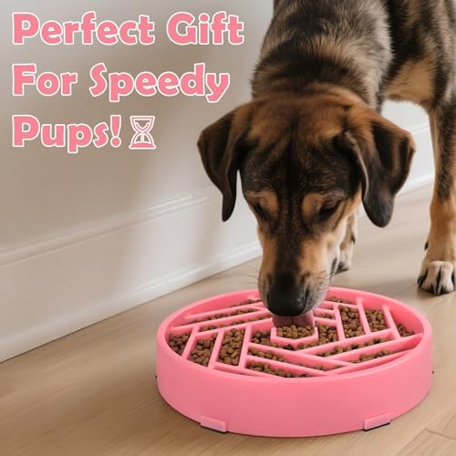Slow Feeder Dog Bowls Large Medium Breed (Pink)