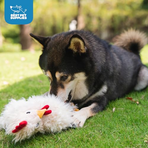 Interactive Squeaky Dog Chew Toy (Crinkle Chicken (Brown, Beige, Wine Red) / Large)