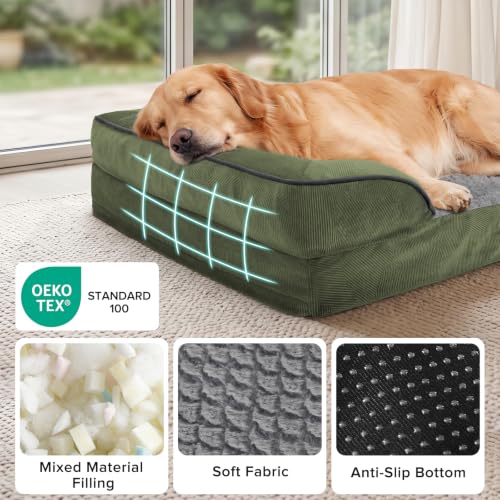 Orthopedic Medium Dog Dogs (M (28"x 23"x 6.5") / Green)