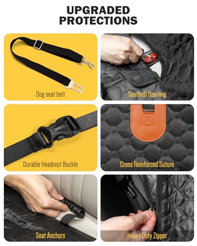 Back Seat Extender for Dogs (Black & Orange / L - For Cars/ Mid-Size SUV/ Small Truck)