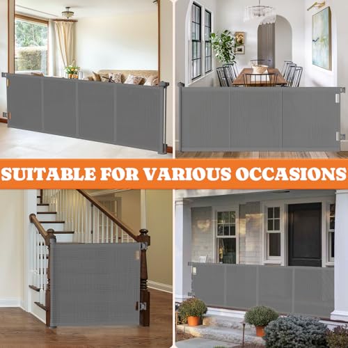 Retractable Baby Gates Extra Wide (Gray / 41" Tall x 120" Wide)