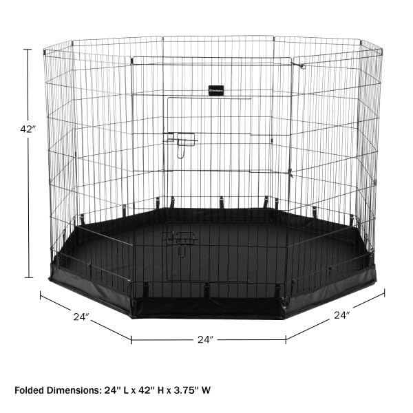 Dog Playpen Foldable Metal Exercise Puppy Play Pen with Eight 24x42in Extra (24" x 42")