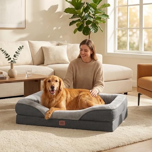 Orthopedic XL Dog Bed for Large Dog (Grey / 42x30x7.5)