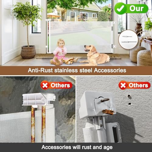 Weatherproof Outdoor Retractable Gate for Dogs (White / 35" X 72")