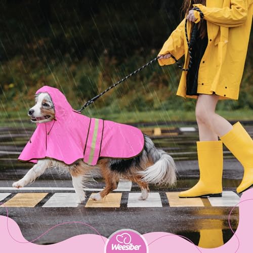 Dog Raincoat Waterproof Dog Rain Jacket with Leash Hole (Small / Pink)