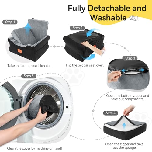 Dog Car Seat for Small Medium Dogs (Black-Gray)