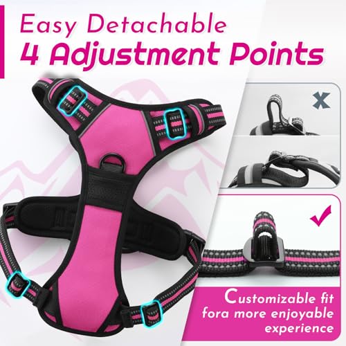Dog Harness for Medium Sized Dogs (Medium / Rose Red)