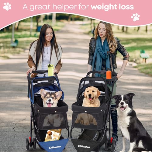 Pet Stroller Dog Stroller for Small Medium Dogs Cats (Pink)