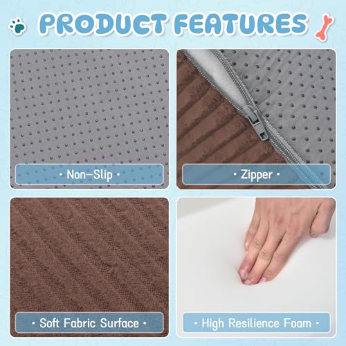 2 Step Dog Stairs Pet Ramp for High Beds (Coffee / 2-Step 11.8"H)