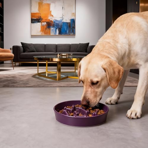 Ceramic Slow Feeder Dog Bowls (Purple Bone)